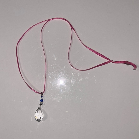 FREE (with buy) Ribbon Necklace with Crystal Pendant - Picture 1 of 3